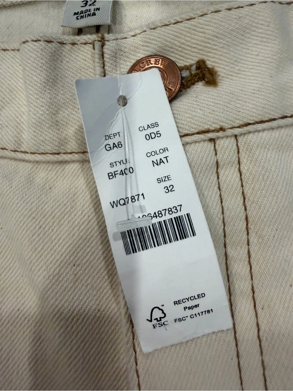 J. Crew Cream High-Rise Denim Shorts